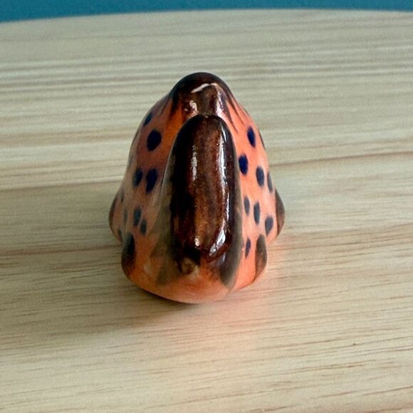 Vintage Tonala Fish Miniature Mexican Folk Art Pottery Orange & Black 1.25" - Picture 7 of 9